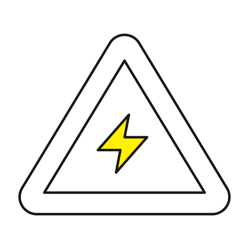 Señal de advertencia de electricidad en color amarillo